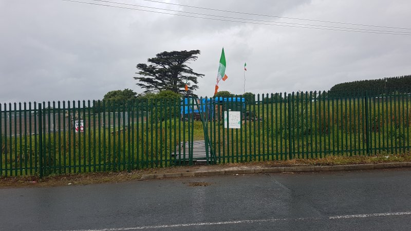 Clonmel 25 May, picture of gap in railings to protest hut.jpg